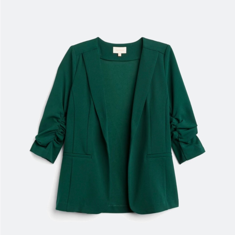 Elegant Green Women's Blazer - Skies Are Blue